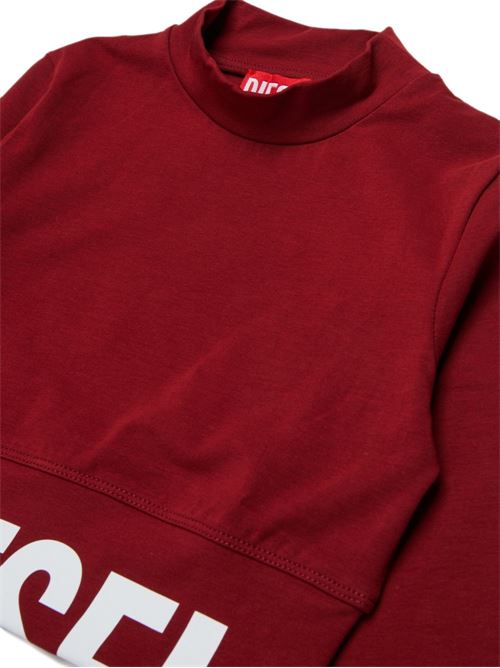 T-shirt bambina Diesel bordeaux cropped a maniche lunghe con logo DIESEL KIDS | J02935KYA0LK440